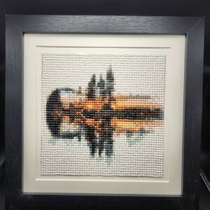 Framed Beaded Art with Black and Gold Design
